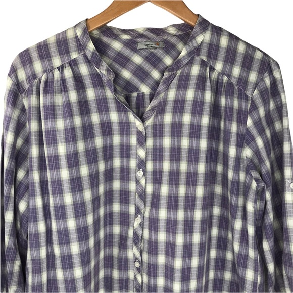 Carhartt for Women Plaid Tartan Blouse Button Up Shirt Top - Picture 2 of 12